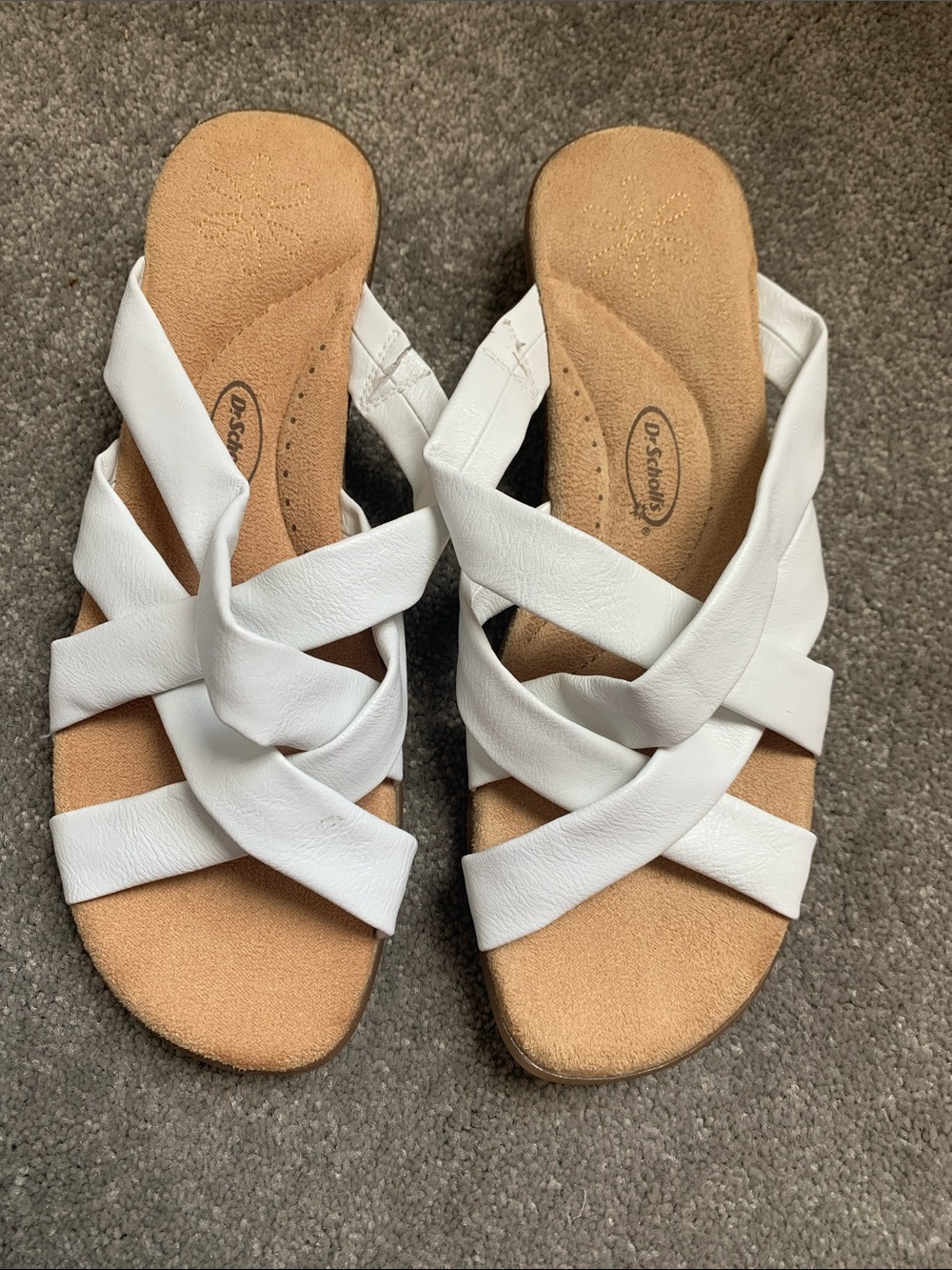 Dr. Scholl's White Braided Slide Sandals